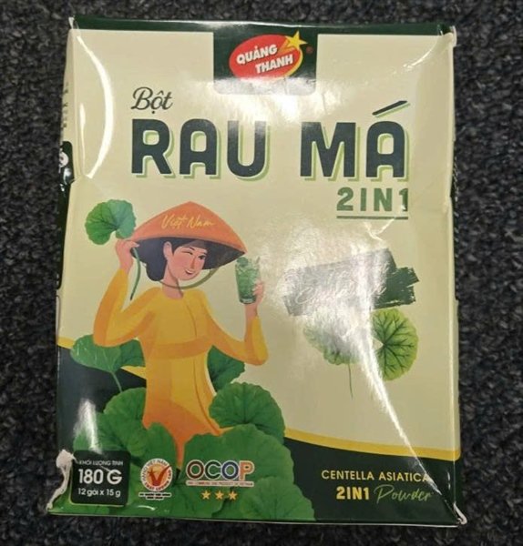 RÁCH HỘP - Bột Rau Má 2in1 Đường Phèn VN - 12 gói x 15g