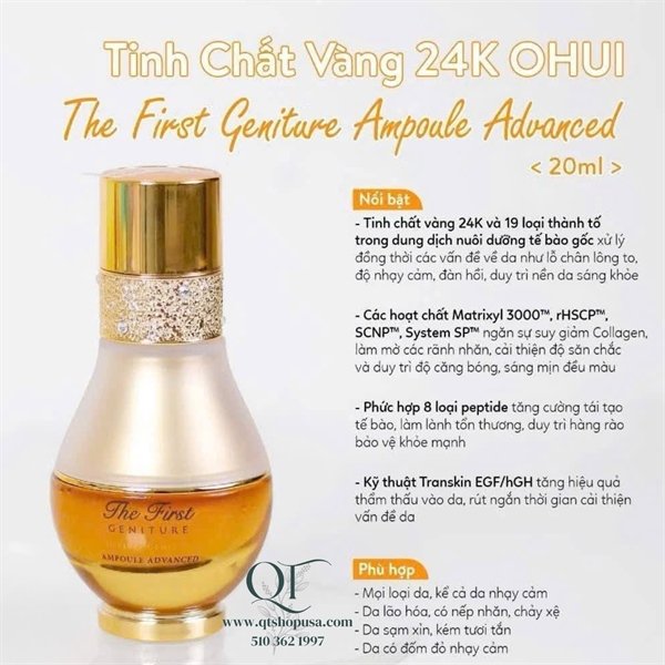 01a7ed9bacaa409997f6e73f18324e7d OHUI THE FIRST - Set Tinh Chất Vàng TCV 385$ - 80ml +20ml - EXP 2028