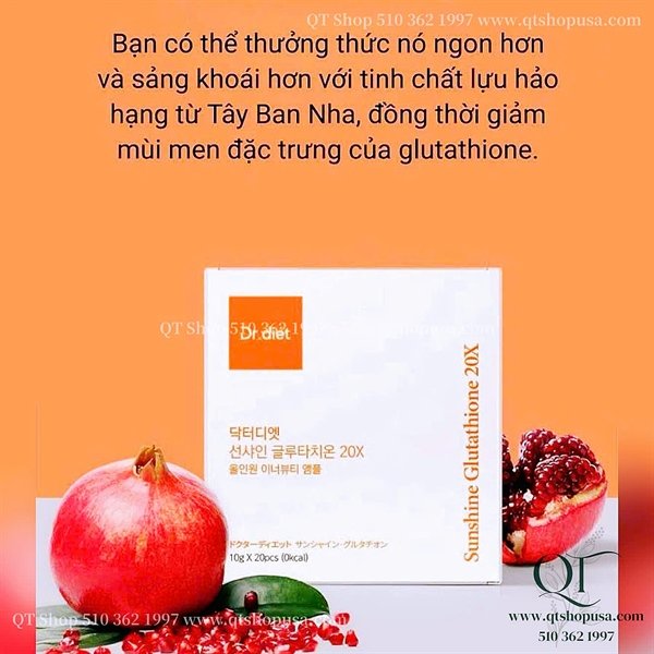 Nước uống trắng da Dr. Diet Sunshine Glutathione 20X - 20ea - EXP 202802