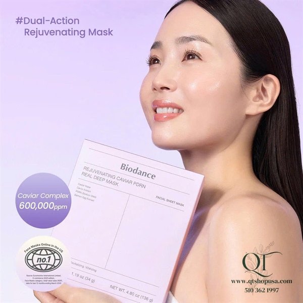 Mask Thạch Biodance Rejuvenating Caviar PDRN Real Deep Mask - TÍM - 4ea - Chống lão hóa
