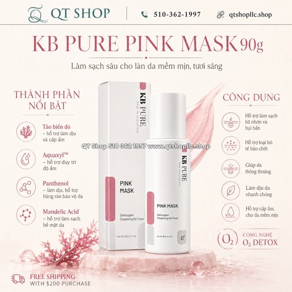 KB PURE - Pink Mask Detoxygen Cleansing for Face MỚI - 90g