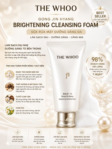 THE WHOO - Sữa Rửa Mặt SRM Whoo Trắng 180ml MỚI - EXP 202901