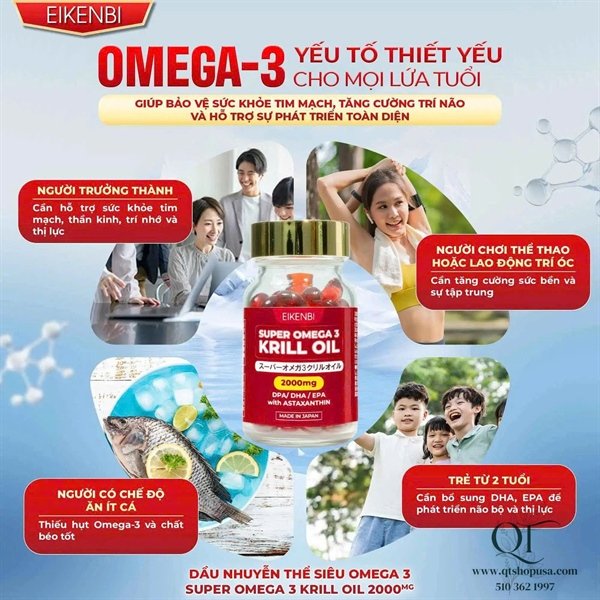 0d4fd3960caa40fc83ef350a683e76fc Dầu Nhuyễn Thể Krill Oil Eikenbi - 2000mg - Japan - EXP 202702