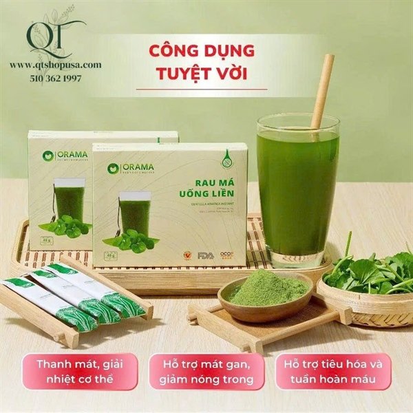 RÁCH HỘP - Bột Rau Má Không Đường VN - 15 gói x 3gr