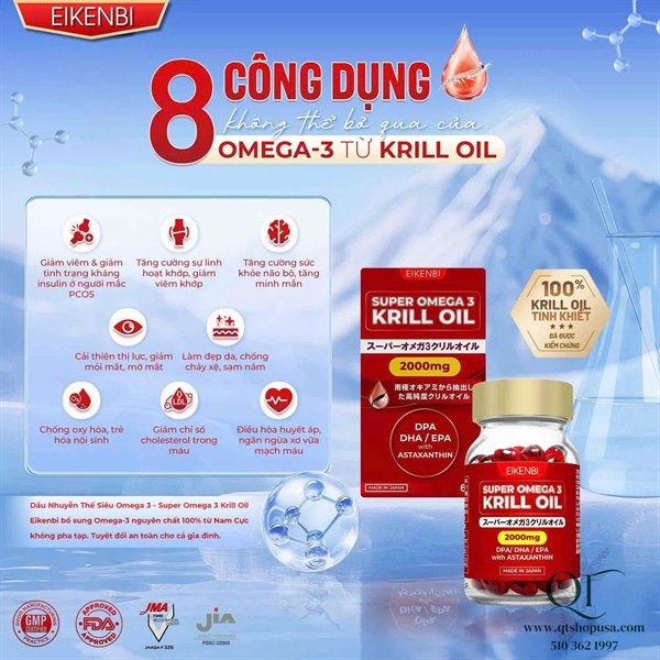 2015eae7320a42d9b435a1e57110886e Dầu Nhuyễn Thể Krill Oil Eikenbi - 2000mg - Japan - EXP 202702