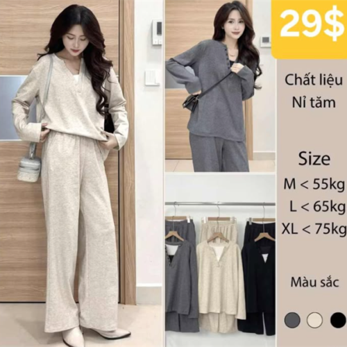 Set Đồ Nữ Áo Cổ V