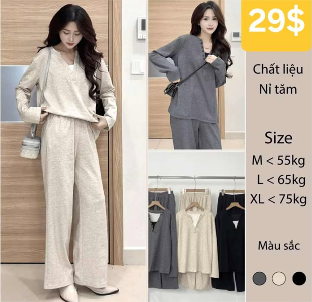 Set Đồ Nữ Áo Cổ V
