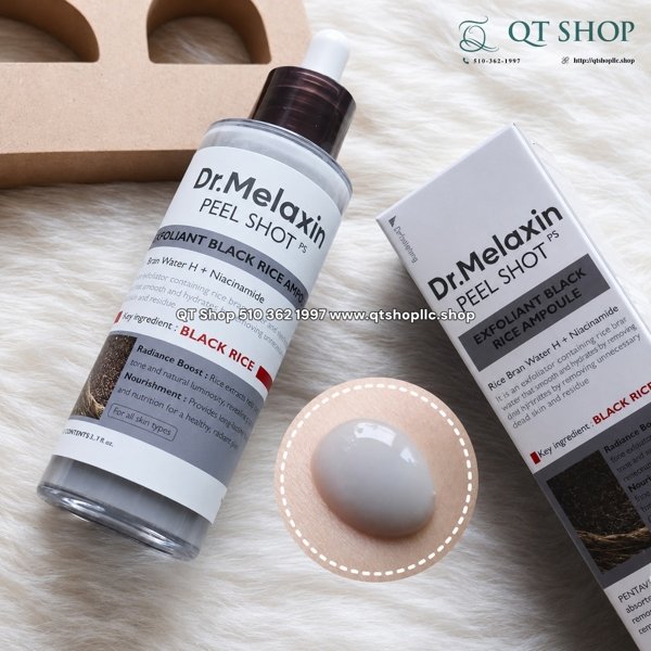 DR.MELAXIN - Peel Gạo Màu Xám - Da Dầu Mụn - Shot Exfoliating Black Rice Ampoule 80ml