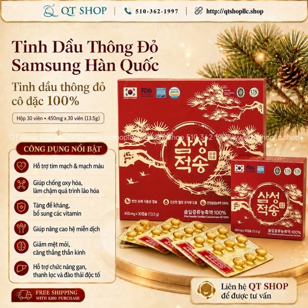 Tinh Dầu Thông Đỏ Samsung - Hộp 30 viên (Bỏ hộp ngoài) - EXP 202801