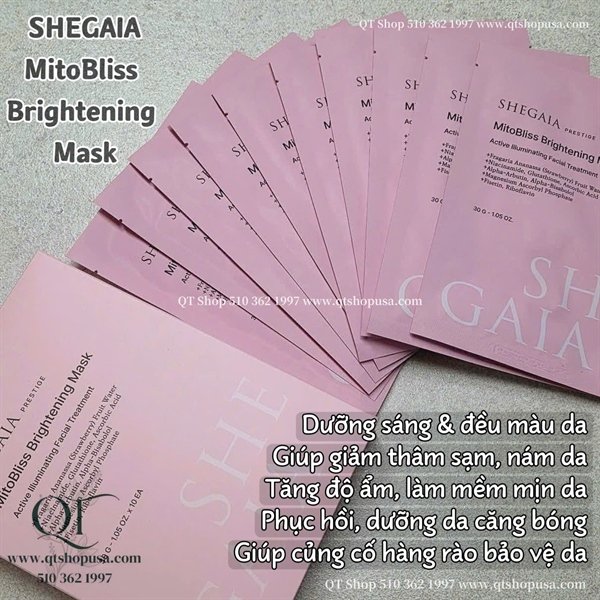 SHEGAIA - Mặt Nạ Mitobliss Brightening Mask - 10ea - Hồng - EXP 202903