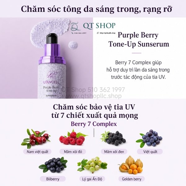 32ef72e166c341f0a285e07845fb17d6 LOUVCELL - Purple Berry Tone Up Sunserum - 50ml - EXP 202905