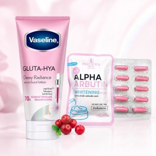 BODY - COMBO KÍCH TRẮNG THÁI LAN - Sữa dưỡng thể Vaseline + Vỉ 10 viên kích trắng Alpha Arbutin