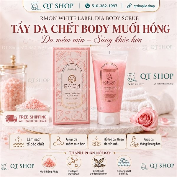 BODY - TDC Muối Hồng RMON White Label Dia Body Scrub 200gr