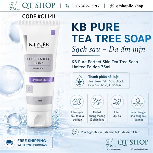 39b902e86d3246ceafbd28e2ebfa6802 KB PURE - SRM Tea Tree Soap 75ml - Limited Edition - EXP 202709