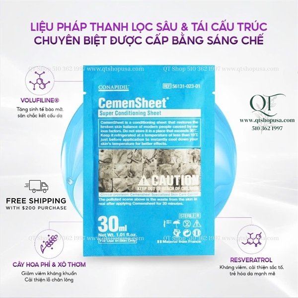 Pharmesthetics CONAPIDIL CEMENSHEET: Mask Định Vị xanh Mặt Nạ Thải Độc & Phục Hồi - 1ea