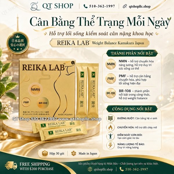 REIKA LAB - Men Giảm Cân NMN Mới - 30 Tép