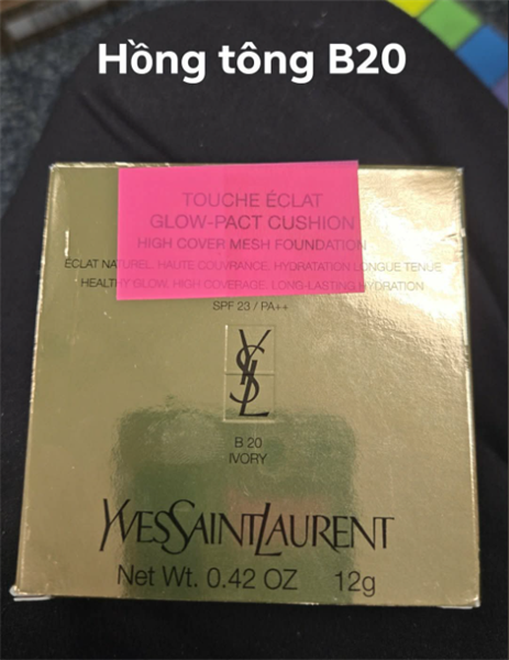 YSL - Touche Éclat Glow-Pact Cushion - #B20 Tông Tự Nhiên - 12g ( Vỏ Da Hồng)