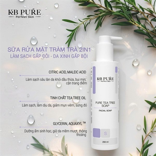447f6d9736cb464db14fca5284fa2f49 KB Pure - SRM Sữa Rửa Mặt Tea Tree - 250ml