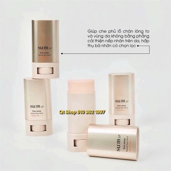 44bf91716e69484780680948e37806bc SUM37 - Thanh Lăn Chống Nắng Sum Sun-away Velvet Sun Stick 18g + Tặng móc khóa - EXP 202805