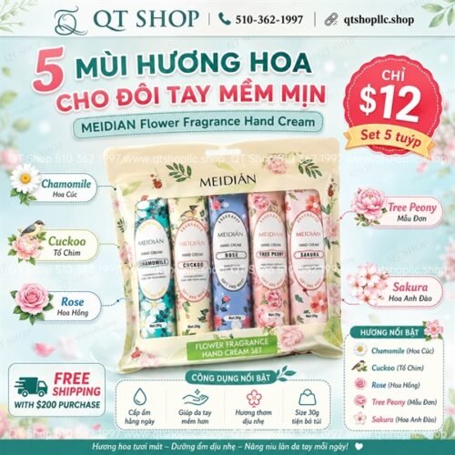 496f80a535384bd9a989d518aab454d6 Set 5 Kem Dưỡng Tay MEIDIAN - Flower Fragrance Hand Cream - Japan