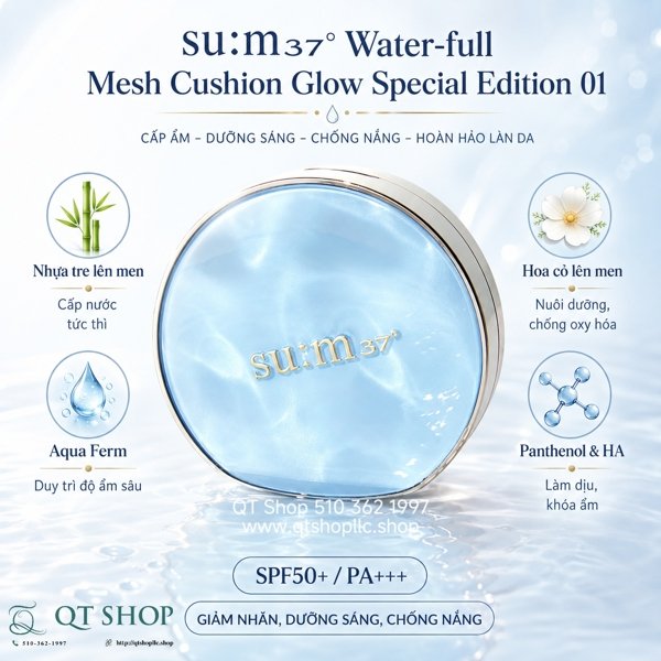 SUM37 - Phấn Cushion Sum Xanh Water-Full Mesh - Tông #21 - KÈM 2 LÕI - EXP 2028.02