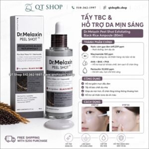 DR.MELAXIN - Peel Gạo Màu Xám - Da Dầu Mụn - Shot Exfoliating Black Rice Ampoule 80ml