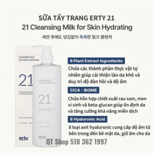ERTY - Sữa Tẩy Trang 21 CLEANSING MILK - 480ml - EXP 202805