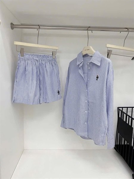 SET Short Sọc Xanh logo Gấu Size L