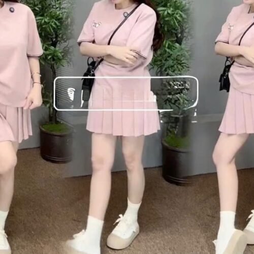 Set Cv Logo Cún Sọc Đỏ Đen Màu Hồng Phấn Size L