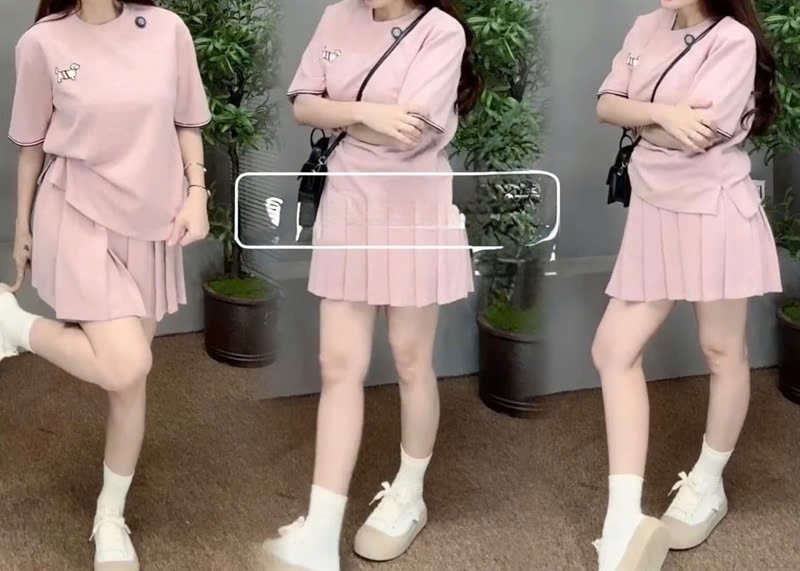 Set Cv Logo Cún Sọc Đỏ Đen Màu Hồng Phấn Size L