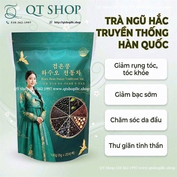 6033c24b1f7a4fc780ac3370121c8651 Trà Ngũ Hắc HQ- Đậu Đen Hà Thủ Ô - 20gói túi lọc - EXP 202904
