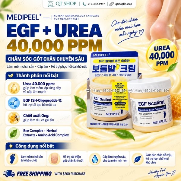 MEDIPEEL - Kem Dưỡng & Tái Tạo Gót Chân EGF Scaling Moisture Foot Cream - 130g