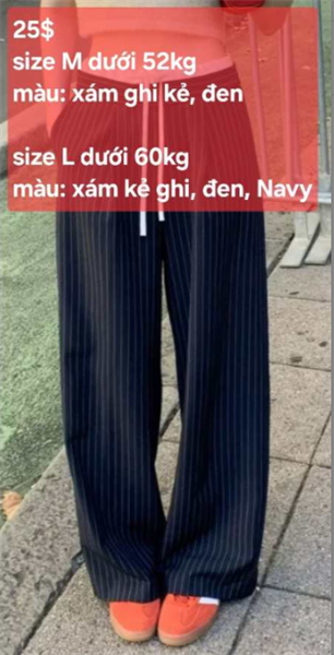 Quần xám kẻ ghi - size L