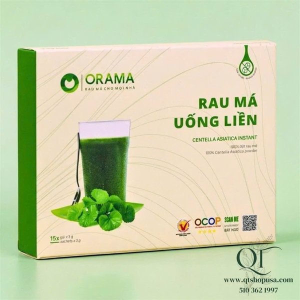 RÁCH HỘP - Bột Rau Má Không Đường VN - 15 gói x 3gr