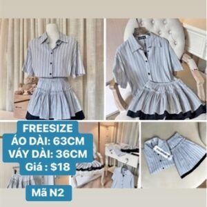 set váy xanh sọc