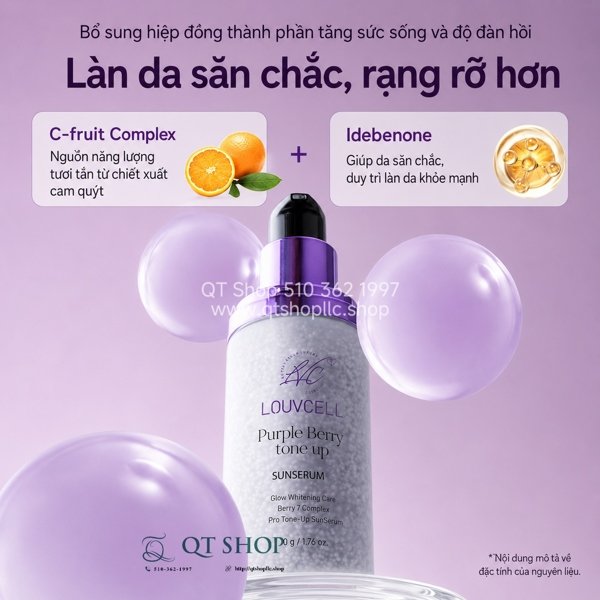 6c7f396e1a6444b08df618a6101dad35 LOUVCELL - Purple Berry Tone Up Sunserum - 50ml - EXP 202905