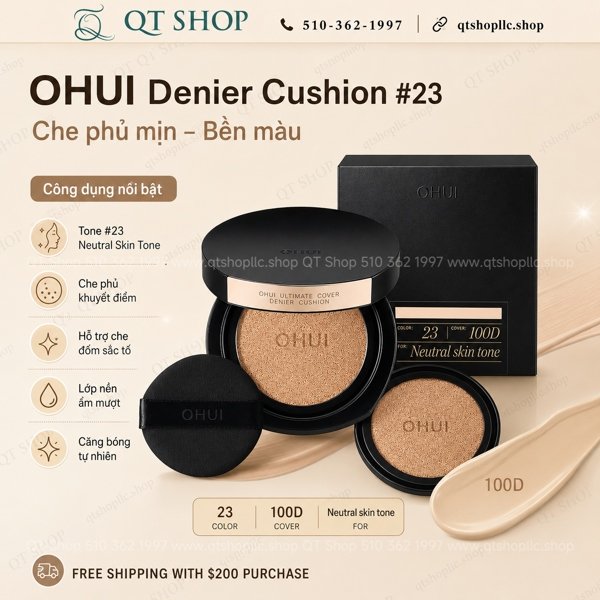 OHUI - Cushion OHUI Đen Ultimate Cover Denier Cushion - Tông #23 - 1 hộp + 1 lõi refill