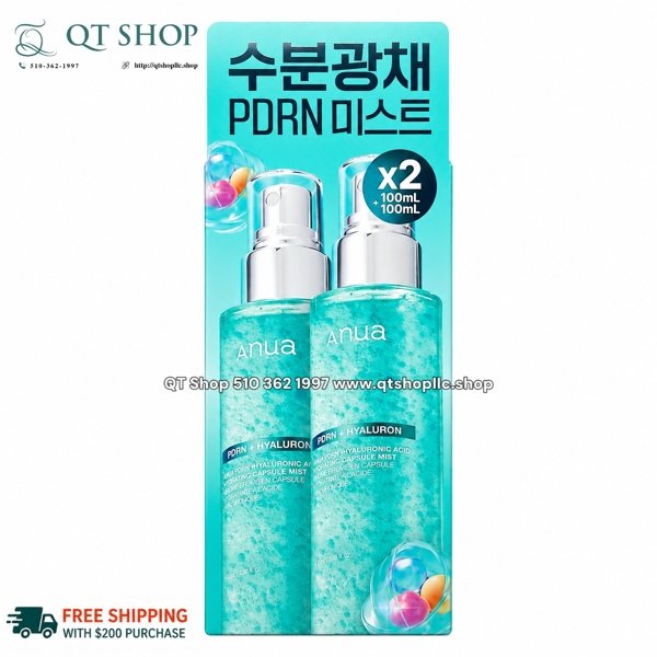 ANUA - Xịt Khoáng PDRN Hyaluronic Acid Hydrating Capsule Mist - 100ml x 2 chai