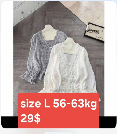Áo len trắng tay dài size L