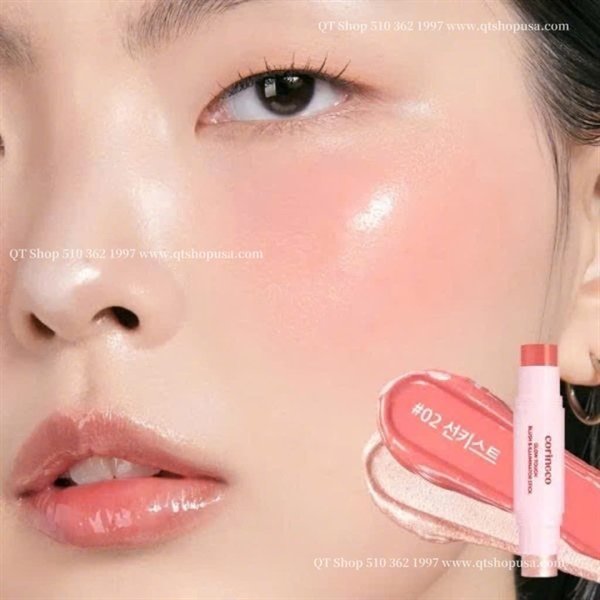 Thỏi má hồng 2 đầu Coringco Glow Touch Rouge - Màu #02 Sunkissed