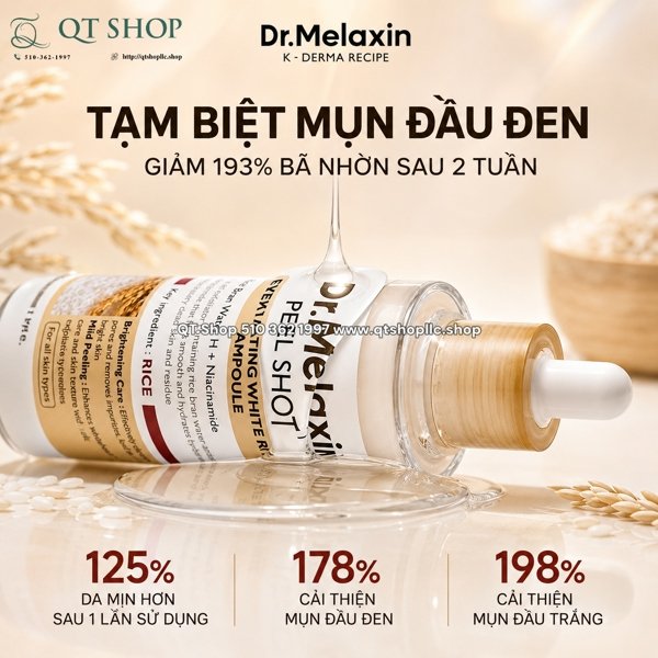 DR.MELAXIN - Peel Gạo Màu Vàng - Dưỡng Sáng - Shot Exfoliating White Rice Ampoule - 80ml