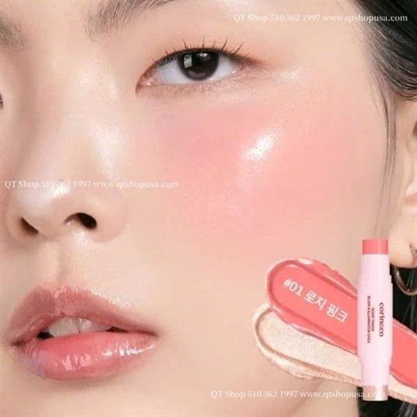 Thỏi má hồng 2 đầu Coringco Glow Touch Rouge - Màu #01 Rose Pink