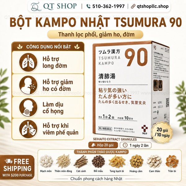 74aaa1a2817047acaf82425fb67c9cb6 TSUMURA KAMPO 90 - Bột Uống Lọc Phổi Japan - Hộp 20 gói - EXP 202711 (móp hộp)