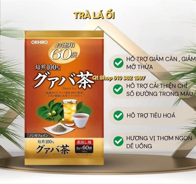 TRÀ ỔI ORIHIRO HỖ TRỢ GIẢM CÂN - 60 gói - Japan - EXP 202704