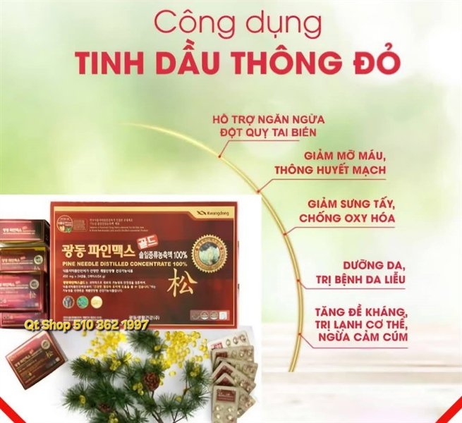 Tinh Dầu Thông Đỏ Kwangdong - 120 viên - BỎ HỘP - 5 hộp nhỏ