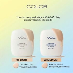 VDL Cover Stain Natural Liquid BB SPF50+ PA+++ 50ml - Tông số 1 - EXP 202703