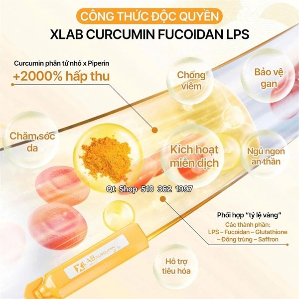 XLAB - Nghệ Nước Nano Curcumin Ukon LPS Fucoidan Japan - 30 ống x 20 ml - EXP 202708