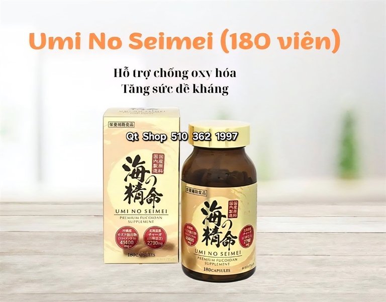 7b6c3185688f444d87d8419be318c0a2 Viên Uống Fucoidan Vàng Umi no Seimei - 180 viên - Japan - Date 202803