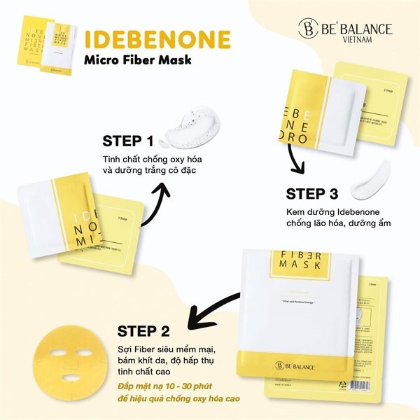 BEBALANCE - IDEBENONE MICROFIBER Mask Màu Vàng - Trắng Da - 10 ea