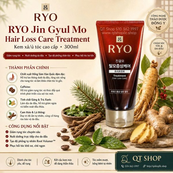 RYO - Dầu Xả Dưỡng Tóc Hair Loss Expert Care Treatment - 300ml - Exp 2028.06